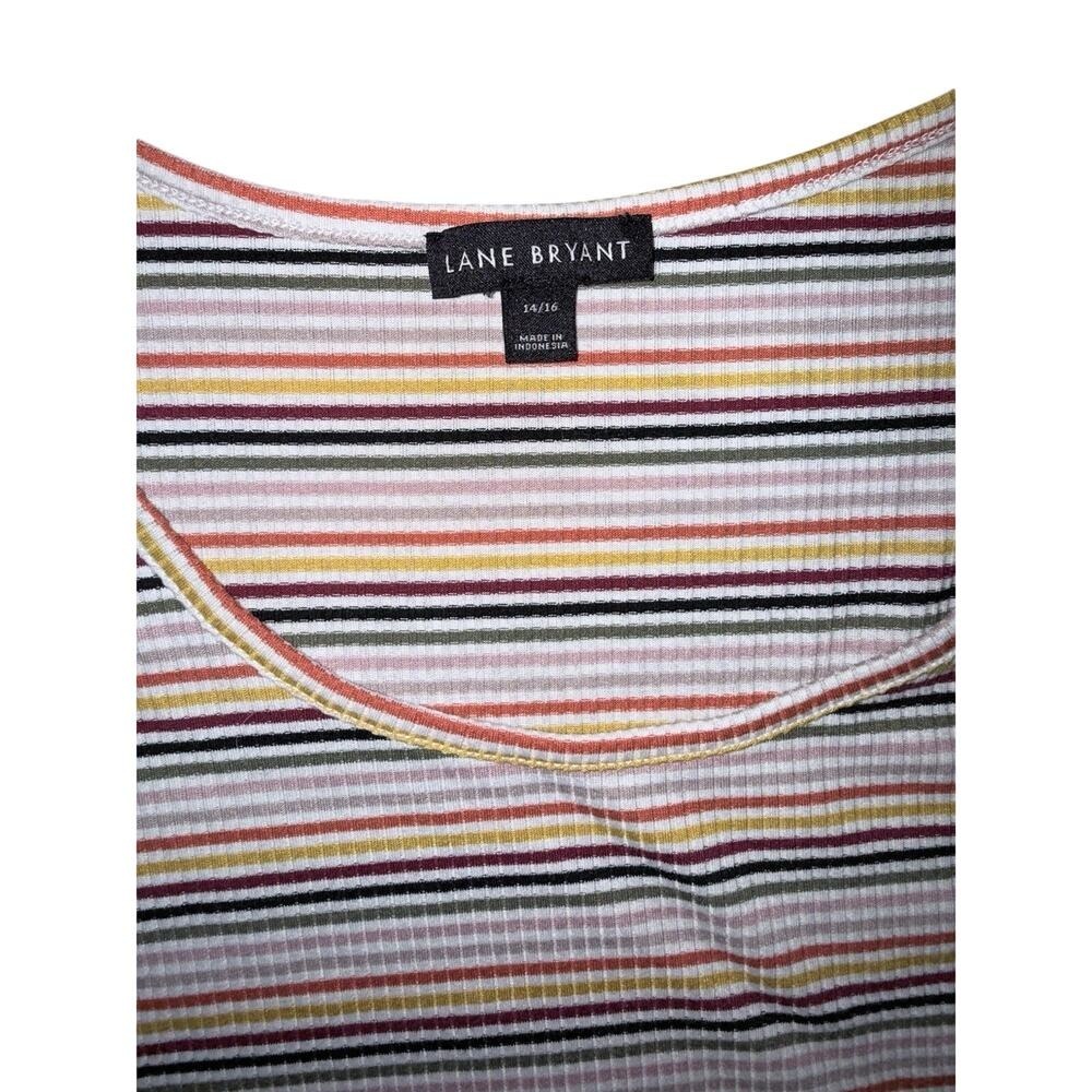 Lane Bryant Striped Peplum Tank Top Sleeveless Ribbed Knit Multi Color 14/16 - Picture 3 of 5